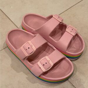 Bronax Pink Slides + Rainbow Detailing